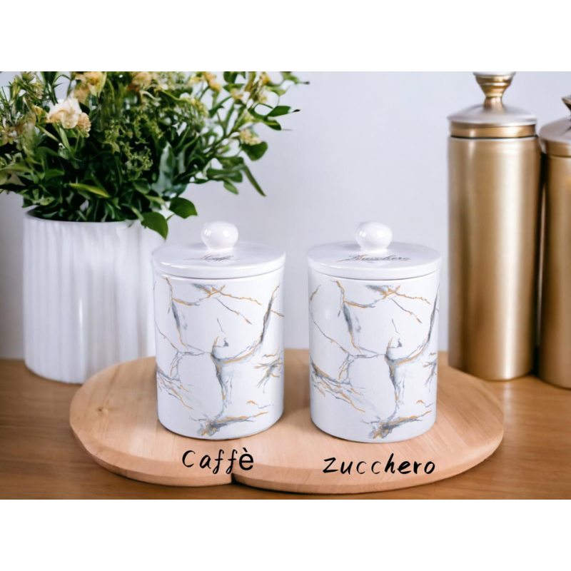 2x Barattoli effetto Marmo Caffè, Zucchero