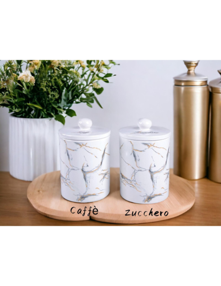 2x Barattoli effetto Marmo Caffè, Zucchero