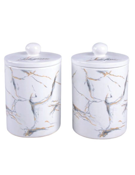2x Barattoli effetto Marmo Sale grosso, Sale fino