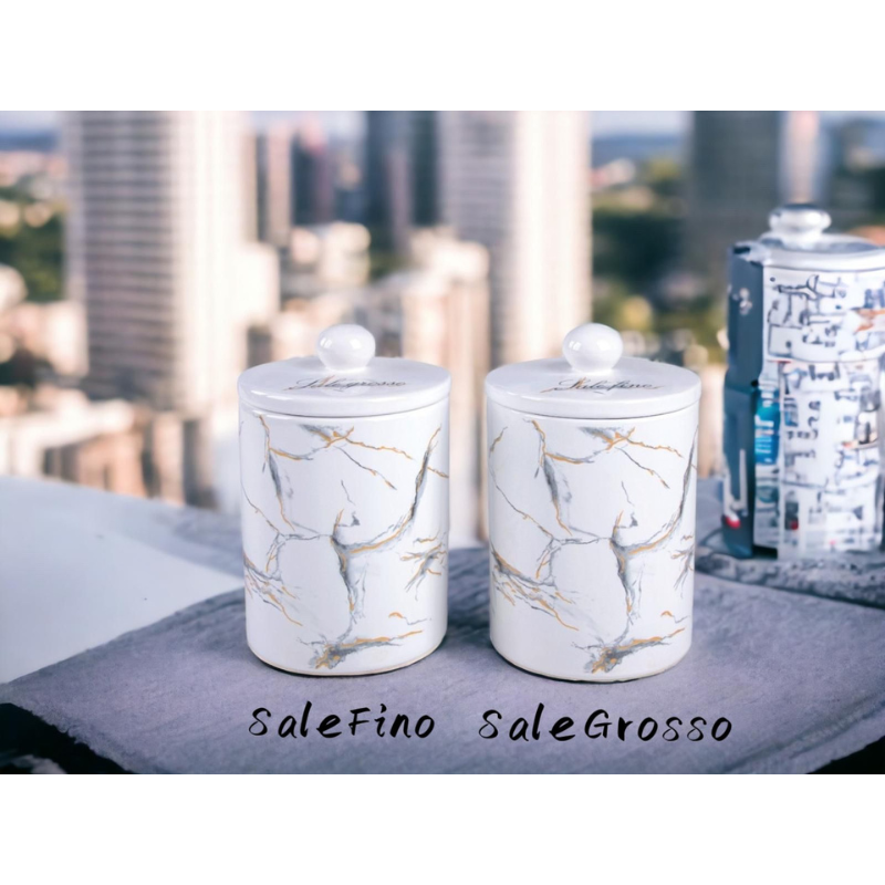2x Barattoli effetto Marmo Sale grosso, Sale fino