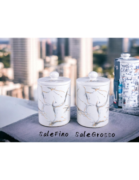 2x Barattoli effetto Marmo Sale grosso, Sale fino