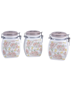 Linea peonias barattoli ermetici in ceramica 3 pezzi...