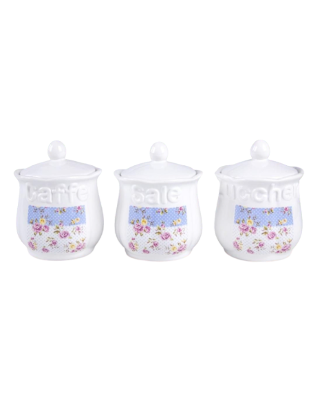 Tris barattoli Caffè,zucchero,sale art.82258 Ceramica