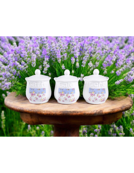 Tris barattoli Caffè,zucchero,sale art.82258 Ceramica