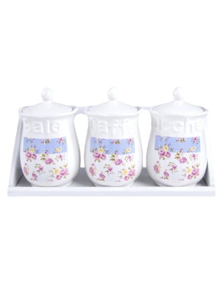 Tris barattoli Caffè,zucchero,sale art.82259 Ceramica
