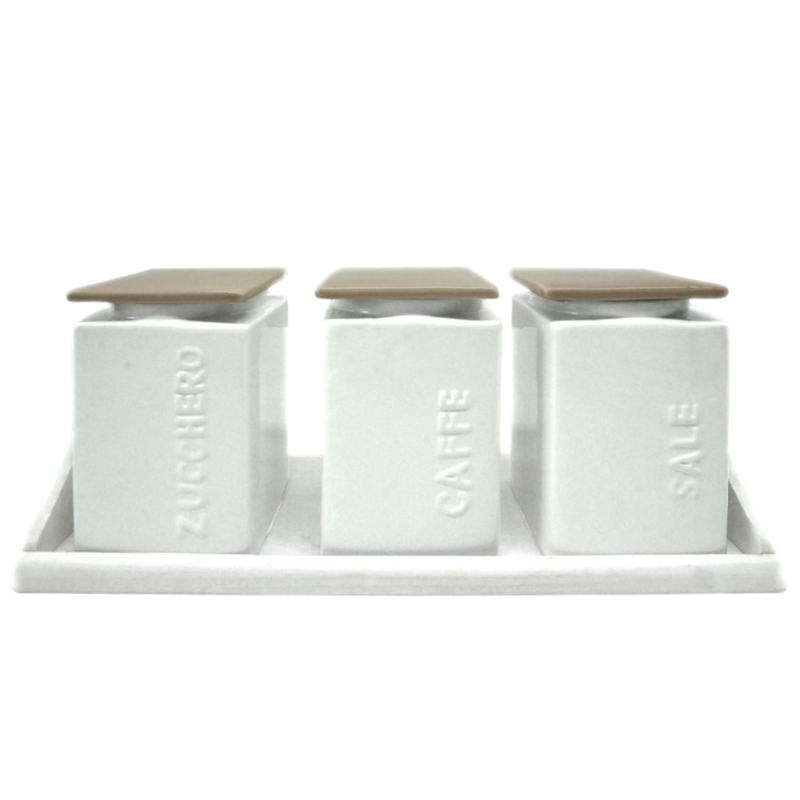 Tris barattoli Caffè,zucchero,sale art.82163 Ceramica