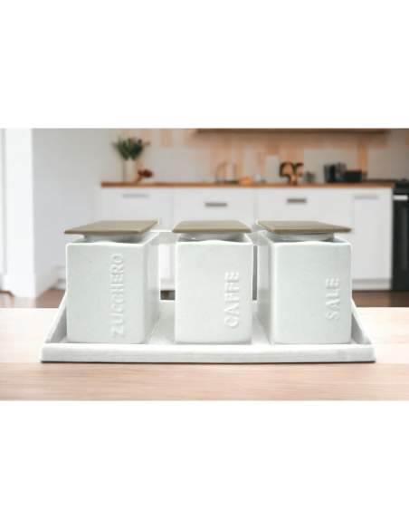 Tris barattoli Caffè,zucchero,sale art.82163 Ceramica