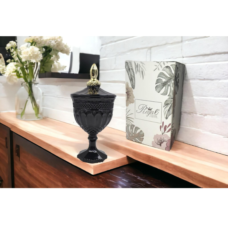 Candela in Vetro Profumata Nero 12x24cm