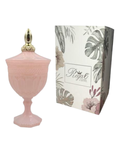 Candela in Vetro Profumata Rosa 12x24cm