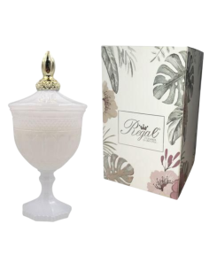 Candela in Vetro Profumata Bianco 12x24cm