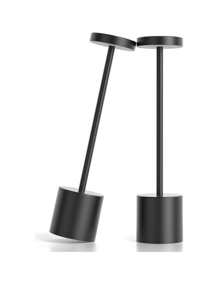 2 Pezzi Lampada da tavolo LED alluminio ricariabile touch senza fili Nero