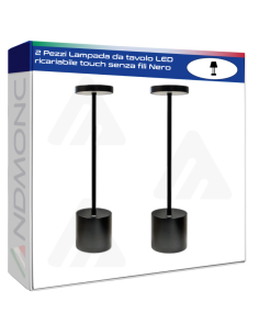 2 Pezzi Lampada da tavolo LED alluminio ricariabile touch...