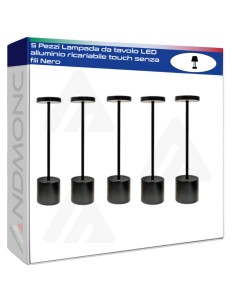 5 Pezzi Lampada da tavolo LED alluminio ricariabile touch...