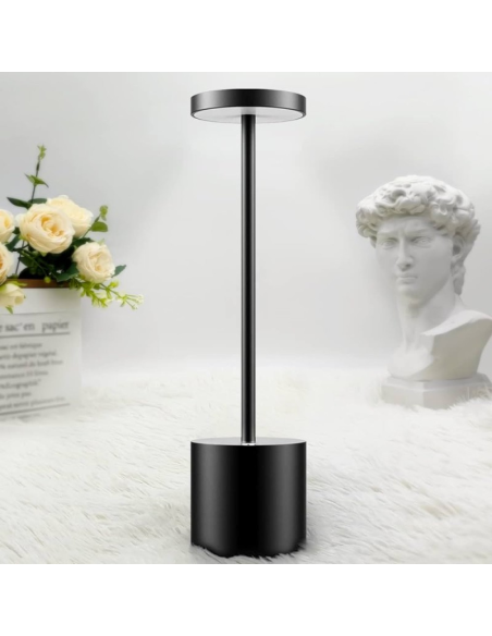 10 Pezzi Lampada da tavolo LED alluminio ricariabile touch senza fili Nero