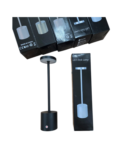 1pz. Lampada da Tavolo touch Nero dimmerabile, luce calda fredda