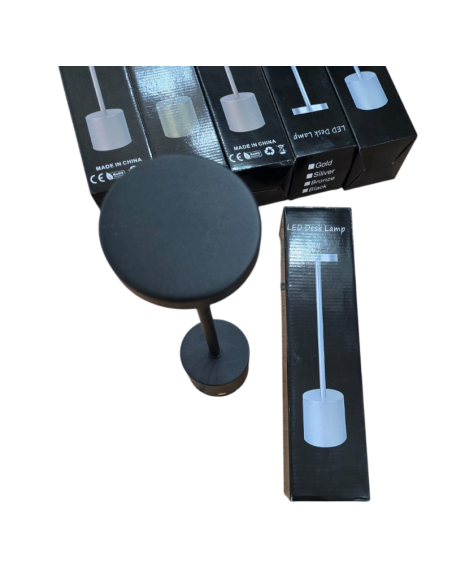 1pz. Lampada da Tavolo touch Nero dimmerabile, luce calda fredda