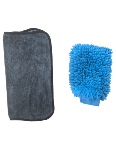 Kit 2 Pezzi Panno Microfibra + Guanto Lavaggio