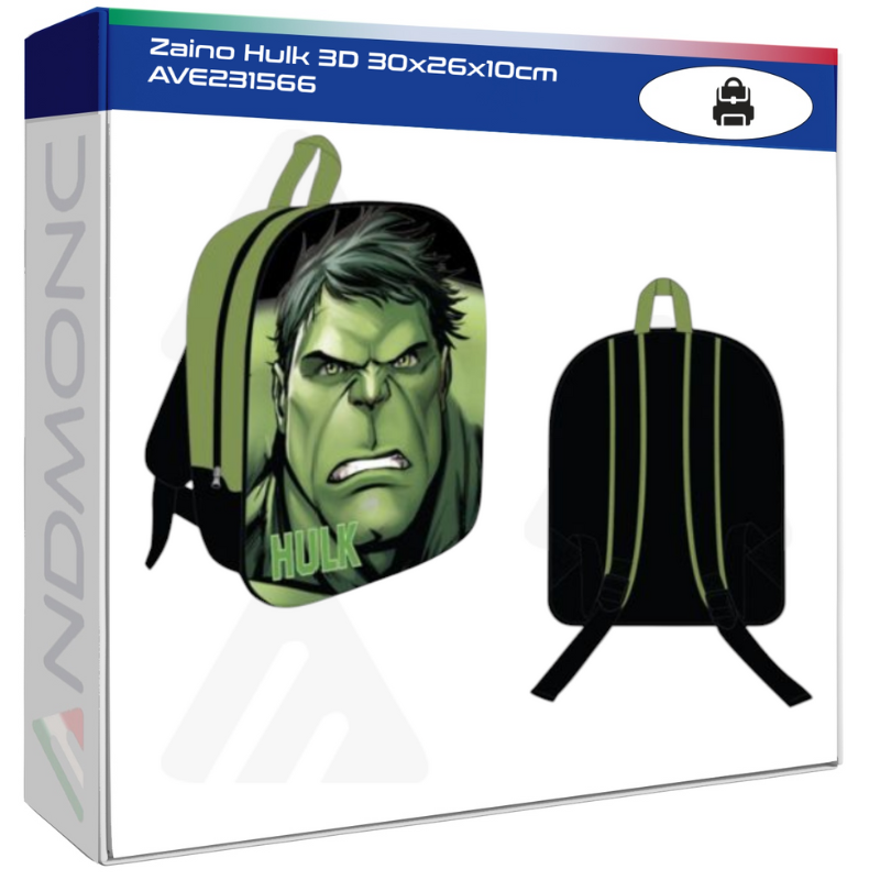 Zaino Hulk 3D 30x26x10cm AVE231566
