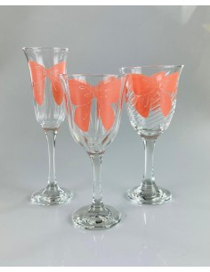 Set da 6pz. calici, bicchieri Vetro con fiocco Salmone 2
