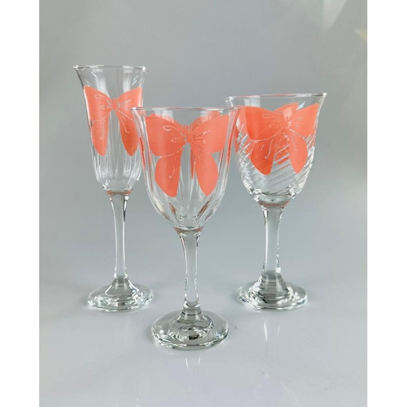 Set da 6pz. calici, bicchieri Vetro con fiocco...