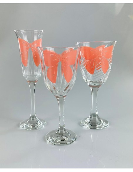 Set da 6pz. calici, bicchieri Vetro con fiocco Salmone