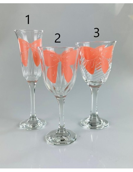 Set da 6pz. calici, bicchieri Vetro con fiocco Salmone