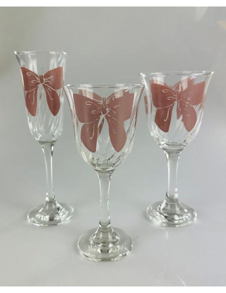 Set da 6pz. calici, bicchieri Vetro con fiocco Marrone