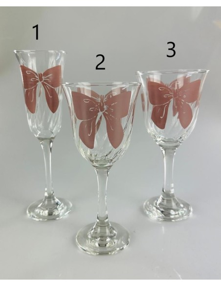 Set da 6pz. calici, bicchieri Vetro con fiocco Marrone