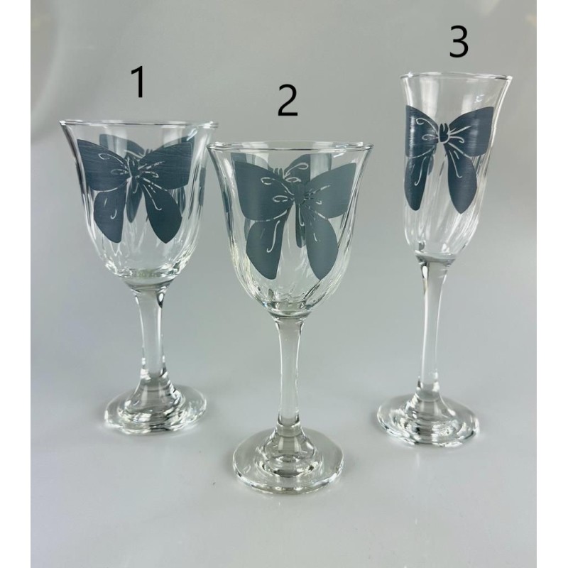 Set da 6pz. calici, bicchieri Vetro con fiocco Blu