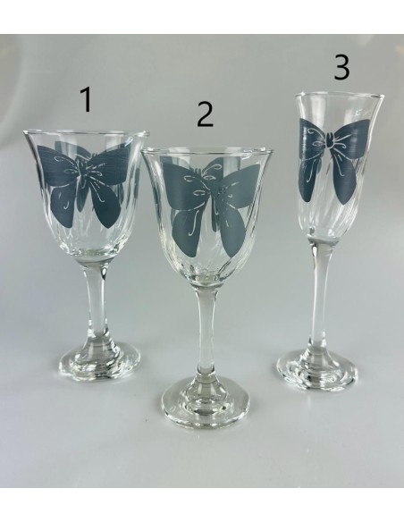 Set da 6pz. calici, bicchieri Vetro con fiocco Blu