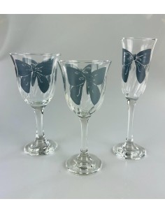 Set da 6pz. calici, bicchieri Vetro con fiocco Blu 2