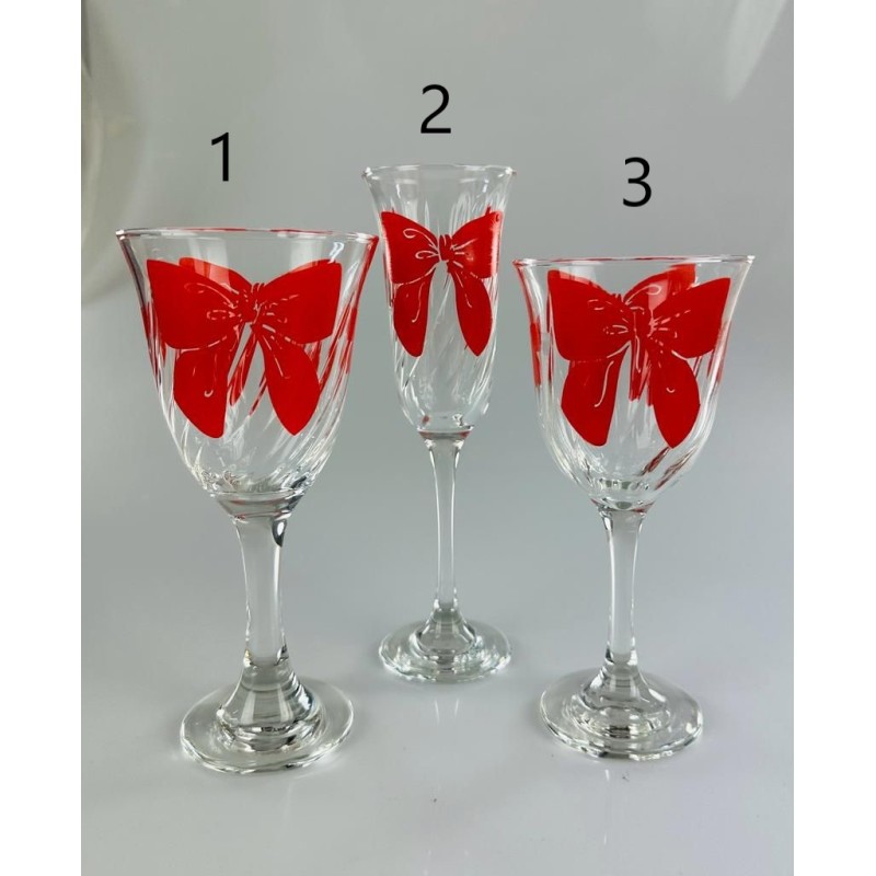 Set da 6pz. calici, bicchieri Vetro con fiocco...