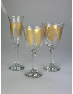 Set da 6pz. calici, bicchieri Vetro con fiocco ORO 2
