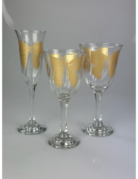 Set da 6pz. calici, bicchieri Vetro con fiocco ORO