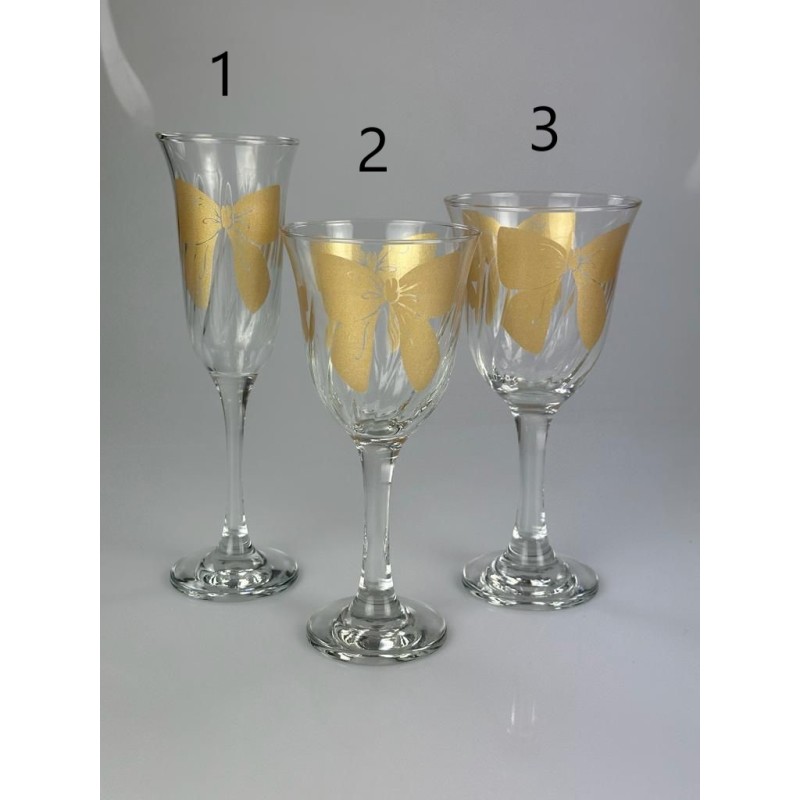 Set da 6pz. calici, bicchieri Vetro con fiocco ORO