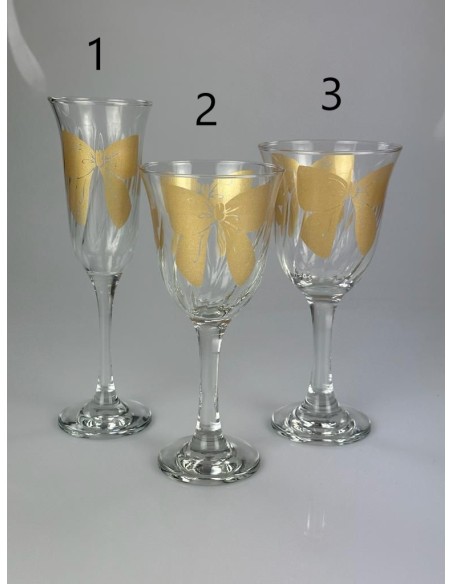 Set da 6pz. calici, bicchieri Vetro con fiocco ORO