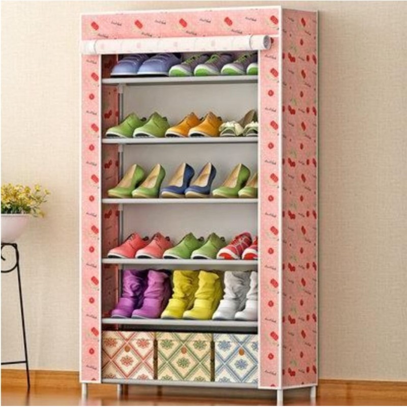 Scarpiera in plastica con tendaggi 6 piani