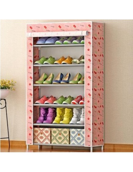 Scarpiera in plastica con tendaggi 6 piani