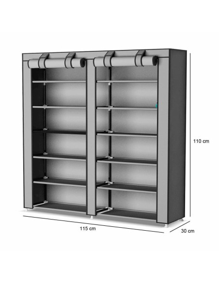 Scarpiera Salvaspazio 7 Ripiani 36 Paia Scaffale Acciaio e Tessuto
