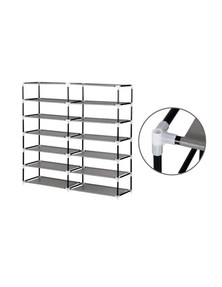 Scarpiera Salvaspazio 7 Ripiani 36 Paia Scaffale Acciaio e Tessuto