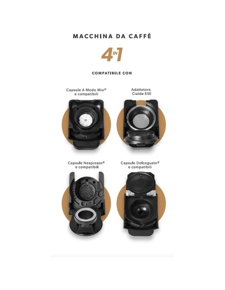 Macchina da Caffè a Capsule E CIALDE Compatibili 1450W