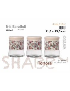 Tris Barattoli Vetro Tortora 650ml Shabby 2