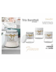 Tris Barattoli Vetro Fiocco inciso ORO 2