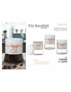 Tris Barattoli Vetro Fiocco inciso Salmone 2