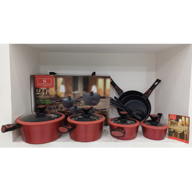 Batteria di Pentole Professionale 24 Pezzi con...