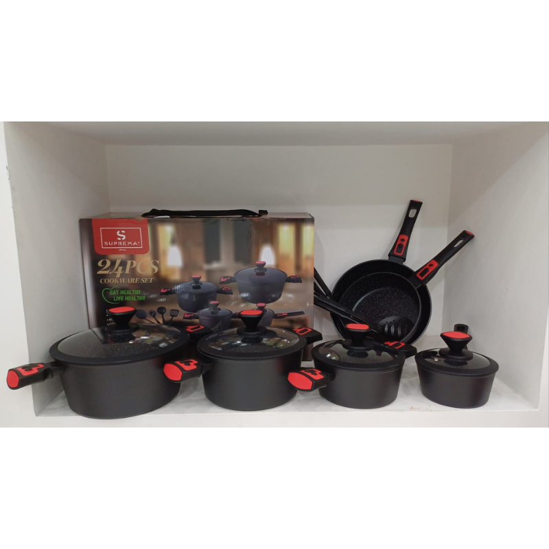 Batteria di Pentole Professionale 24 Pezzi con...