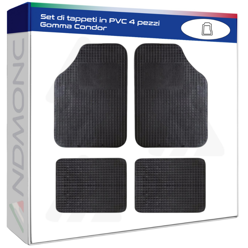 12 Set di tappeti in PVC 4 pezzi Gomma Condor