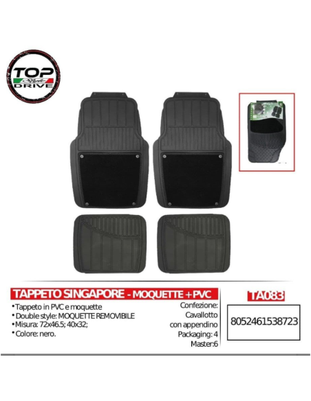 Set da 4 pezzi di tappeti pvc - moquette Singapore double style