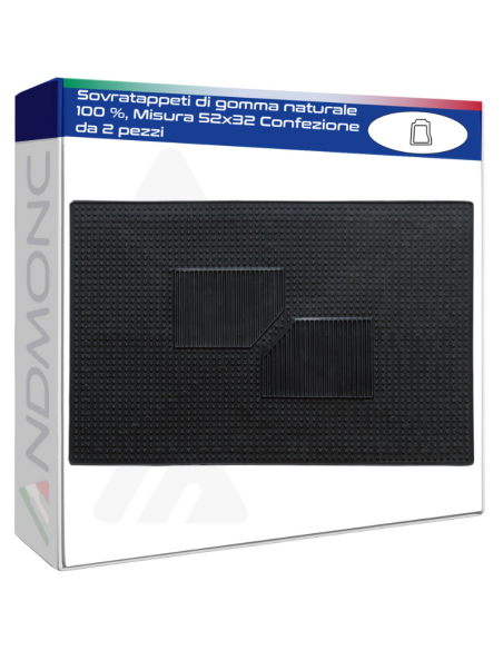 Sovratappeti di gomma naturale 100 %, Misura 52x32 Confezione da 2 pezzi