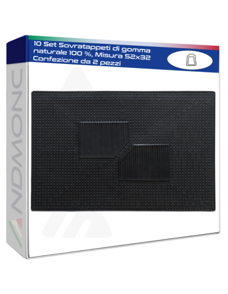 10 Set Sovratappeti di gomma naturale 100 %, Misura 52x32 Confezione da 2 pezzi